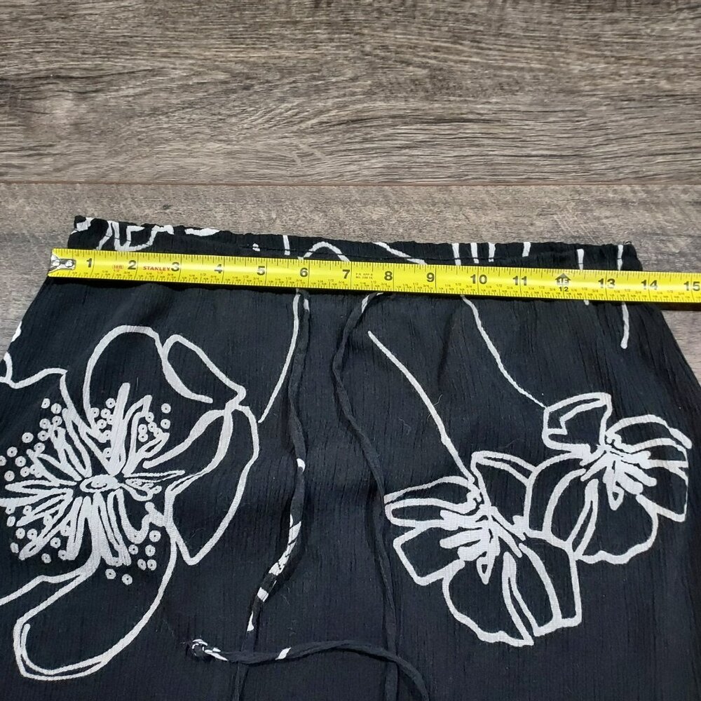 New York&Co Maxi Skirt Black Floral Sleevless Top Crinkle Size S 1990 Vintage - Picture 14 of 16